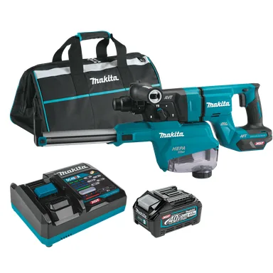 Makita GRH07M1W, kit: Makita GRH07M1W 40V max XGT Brushless 1-1/8" SDS-PLUS AVT Rotary Hammer (D-Handle) Kit w/ Dust Extractor, AFT, AWS Capable (4.0Ah)