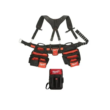 Milwaukee 48-22-8120-48-22-8119, bundle: General Contractor Work Belt with Suspension Rig with 9-Pocket Utility Pouch