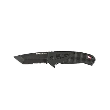 Milwaukee 48-22-1998, unpowered: 3 in. Hardline D2 Steel Serrated Blade Pocket Folding Knife (photograph from the Home Depot listing)
