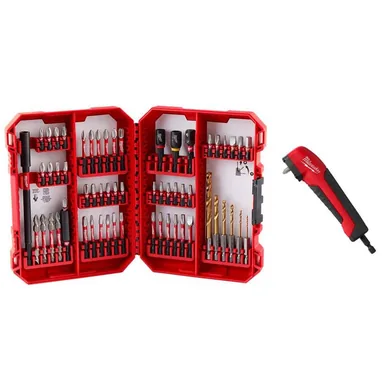Milwaukee 48-32-4097-48-32-2390, bundle: SHOCKWAVE Impact-Duty Alloy Steel Screw Driver Bit Set (60-Piece) and Shockwave Impact Duty Right Angle Drill Adapter