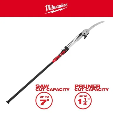 Milwaukee 48-22-9375, unpowered: 1-1/4 in. Cut Capacity, Fiberglass/Telescoping Pole 16 ft. Tree Pruner with 13 in. High Carbon Steel Blade