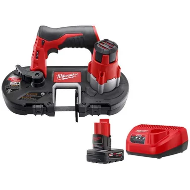 Milwaukee 2429-20-48-59-2440, bundle: M12 12V Lithium-Ion Cordless Sub-Compact Band Saw with XC Battery Pack 4.0 Ah and Charger Starter Kit