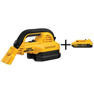 DeWalt DCV517Bwb, kit: 20V MAX Cordless 1/2 Gal. Wet/Dry Portable Vacuum and (1) 20V MAX Compact Lithium-Ion 2.0Ah Battery