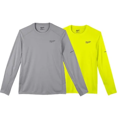 Milwaukee 415G-XL-415HV-XL, bundle: Men's X-Large Gray and High Visibility WORKSKIN Light Weight Performance Long Sleeve T-Shirt (2-Pack)
