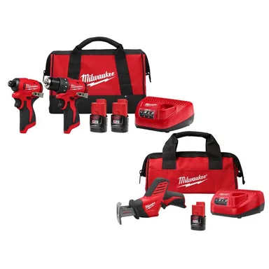 Milwaukee 3494-22-2420-21, bundle: M12 12-Volt Lithium-Ion Brushless Cordless Subcompact Drill and Impact Driver Combo Kit w/2 Batteries, & HACKZALL Kit