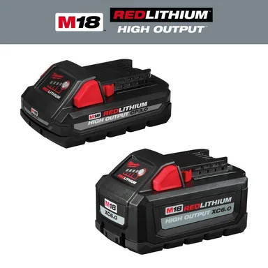 Milwaukee 48-11-1865S, accessory: M18 18-Volt Lithium-Ion High Output 6.0 Ah and 3.0 Ah Battery (2-Pack) (photograph from the Home Depot listing)