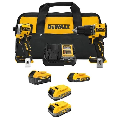 DeWalt DCK200D1P1W34-2, bundle: ATOMIC 20V MAX Lithium-Ion Cordless 2-Tool Combo Kit with 5.0 Ah, 2.0 Ah and (2) 1.7 Ah Batteries, Charger and Kit Bag