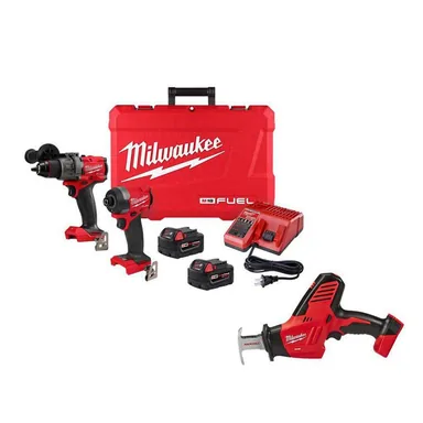 Milwaukee 3697-22-2625-20, bundle: M18 FUEL 18-V Li-Ion Brushless Cordless Hammer Drill and Impact Driver Combo Kit (2-Tool) w/Hackzall Reciprocating Saw