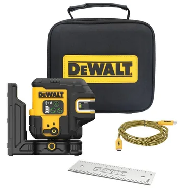 DeWalt DCLE14221GB, bare tool: 150 ft. Green Crossline and 2-Spot Laser Level with USB-C Charger