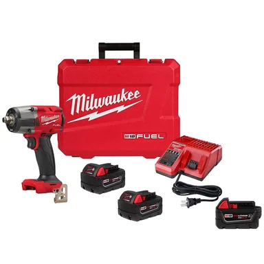 Milwaukee 2962-22R-48-11-1850R, bundle: M18 FUEL 18-Volt Lithium-Ion Brushless Cordless 1/2 in. Mid-Torque Impact Wrench w/F Ring Kit, (3) Resistant Batteries