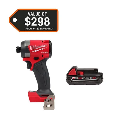Milwaukee 2953-20-48-11-1820, bundle: M18 FUEL 18V Lithium-Ion Brushless Cordless 1/4 in. Hex Impact Driver with 2.0 Ah Battery