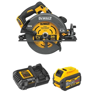 DeWalt DCS578BWDCB606C, bundle: FLEXVOLT 60V MAX Lithium-Ion Cordless Brushless 7-1/4 in. Circular Saw with Brake with FLEXVOLT 6Ah Battery and Charger