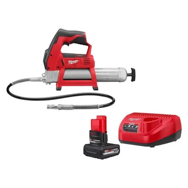 Milwaukee 2446-20-48-59-2450B, bundle: M12 12V Lithium-Ion Cordless Grease Gun with HIGH OUTPUT XC5. 0 Starter Kit