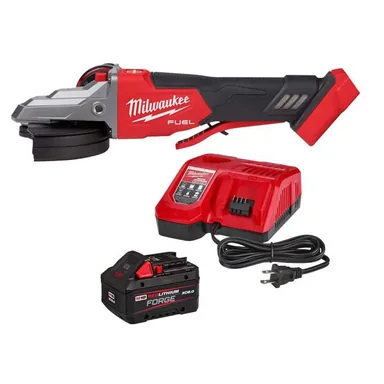 Milwaukee 2886-20-48-59-1881, bundle: M18 FUEL 18V Lithium-Ion Brushless Cordless 5 in. Flathead Braking Grinder with Paddle Switch w/ 8. 0Ah Battery/Charger