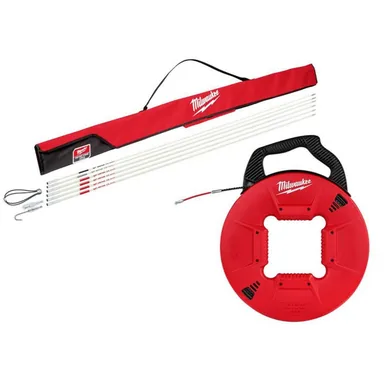 Milwaukee 48-22-4155-48-22-4197, bundle: 30 ft. Fiberglass Fish Stick Low/Mid/High Flex Combo Kit with 200 ft. Polyester Fish Tape with Flexible Metal Leader