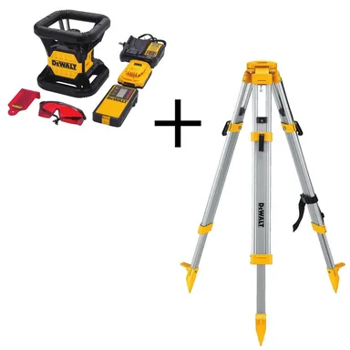 DeWalt DW074LRCS, kit: 20V MAX Lithium-Ion Red Rotary Red Laser Level, TSTAK Storage Case, and Tripod with 20V 2Ah Battery and Charger