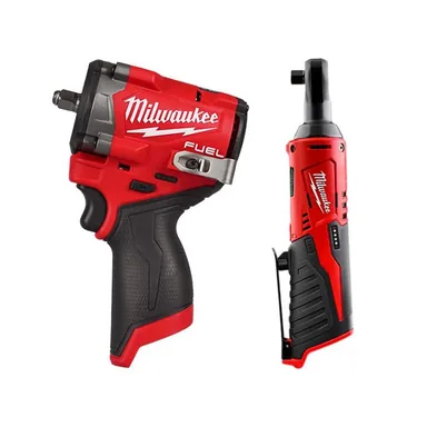 Milwaukee 2562-20-2457-20, bundle: M12 FUEL 12V Lithium-Ion Brushless Cordless Stubby 3/8 in. Impact Wrench with M12 3/8 in. Ratchet (Tool-Only)