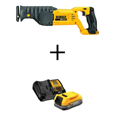 DeWalt DCS380BWCBP034C, bundle: 20V MAX Lithium-Ion Cordless Reciprocating Saw with POWERSTACK 1.7 Ah Battery Pack and Charger