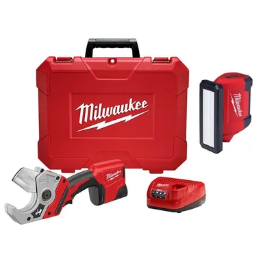 Milwaukee 2470-21-2367-20, bundle: M12 12-Volt Lithium-Ion Cordless PVC Shear Kit with One 1.5 Ah Battery, Charger and Hard Case w/M12 ROVER Service Light