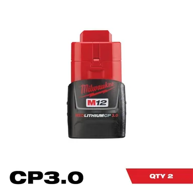 Milwaukee 48-11-2430X2, accessory: M12 12-Volt Lithium-Ion Compact Battery Pack 3.0Ah (2-Pack)