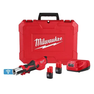 Milwaukee 2573-20, bare tool: M12 12-Volt Lithium-Ion FORCE LOGIC Copper Press Tool w/ ONE-KEY (photograph from the Home Depot listing)