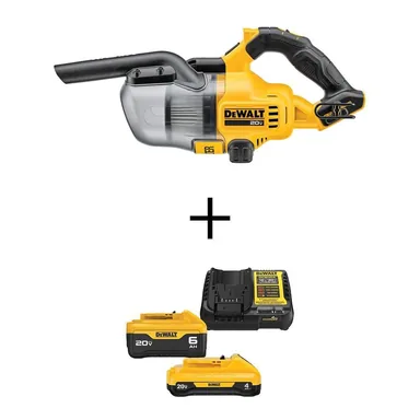DeWalt DCV501HBWB2460C, bundle: Bagless 20V MAX Lithium-Ion Stick Cordless Standard Filter Handheld Vacuum with 20V 6Ah & 4Ah Batteries and Charger