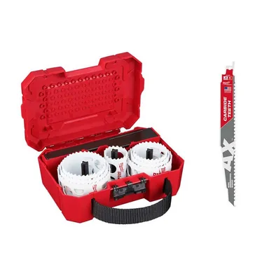 Milwaukee 49-22-4020-48-00-5226, bundle: Hole Dozer Bi-Metal Hole Saw Kit (11-Piece) w/9 in. 5 TPI AX Nail-Embedded Wood Cutting SAWZALL Blade