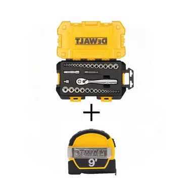 DeWalt DWMT73804W33028, accessory: 1/4 in. and 3/8 in. Drive Socket Set (34-Piece) and 9 ft. x 1/2 in. Pocket Tape Measure with Magnetic Back