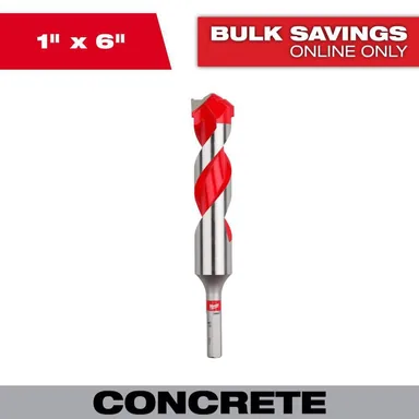 Milwaukee 48-20-9049, accessory: 1 in. x 4 in. x 6 in. Carbide Hammer Drill Bit for Concrete, Stone, Masonry Drilling