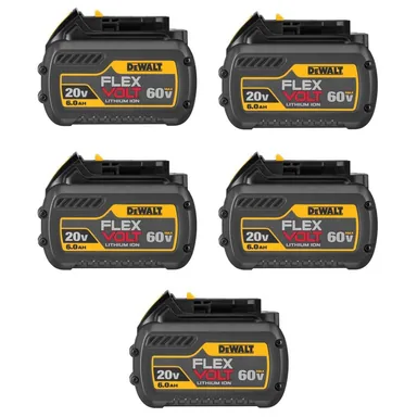 DeWalt DCB606-5, accessory: 20V/60V MAX FLEXVOLT Lithium-Ion 6.0Ah Battery (5-Pack)