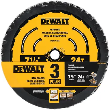 DeWalt DWA1714243, accessory: 7-1/4 in. 24-Tooth Circular Saw Blades (3-Pack)