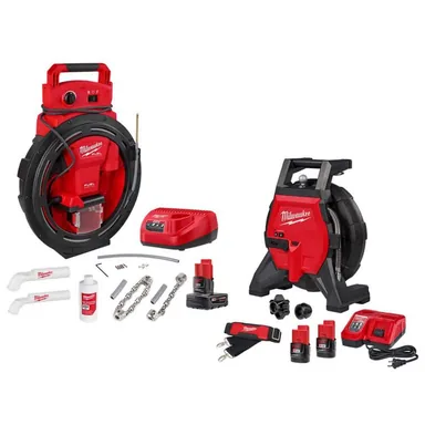 Milwaukee 2519-21-3318-22A, bundle: M12 FUEL High-Speed Flexible Shaft Drain Cleaner​ for 1-1/4 "-2" Pipe & M12 65ft Flexible Compact Inspection Camera Kit