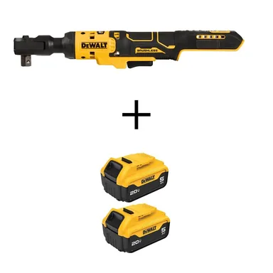 DeWalt DCF512BWCB205-2, bundle: ATOMIC 20V MAX Lithium-Ion 1/2 in. Cordless Ratchet with (2) 20V MAX Premium Lithium-Ion 5.0 Ah Battery Packs