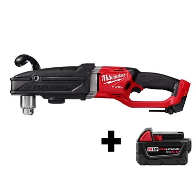 Milwaukee 2809-20-48-11-1850, bundle: M18 FUEL 18-Volt Lithium-Ion Brushless Cordless GEN 2 Super Hawg 1/2 in. Right Angle Drill W/ M18 5.0 Ah Battery