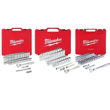 Milwaukee 48-22-9008-48-22-9010-48-22-9004, bundle: 1/4 in. and 3/8 in. and 1/2 in. Drive SAE/Metric Ratchet and Socket Mechanics Tool Set (153-Piece)