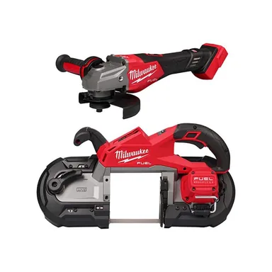 Milwaukee 3671-20-2929-20, bundle: M18 FUEL 18V Lithium-Ion Brushless Cordless 4-1/2 in./6 in. Braking Grinder w/ Slide Switch & Bandsaw