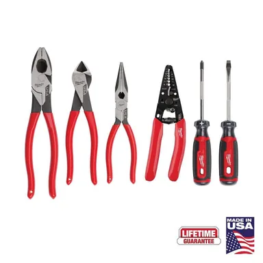 Milwaukee MT500-6, unpowered: Dipped Grip Cutting Pliers, Wire Stripper, & Cushion Grip Screwdrivers Set (USA) (6-Piece)