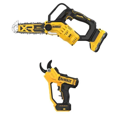 DeWalt DCCS623QQ1W320B, bundle: 20V MAX 8 in. Brushless Cordless Battery Powered Pruning Mini Chainsaw Kit with 4.0 Ah Battery, Charger and 20V Pruner