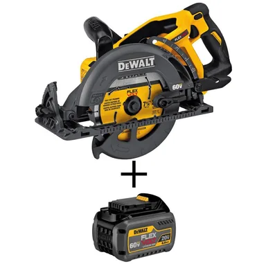 DeWalt DCS577W606, kit: FLEXVOLT 60V MAX Cordless Brushless 7-1/4 in. Wormdrive Style Circular Saw and (1) FLEXVOLT 6.0Ah Battery