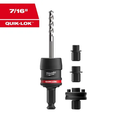 Milwaukee 49-56-7555, accessory: 7/16 in. Shank QUIK-LOK Hole Saw Arbor Set w/ Three Adapters
