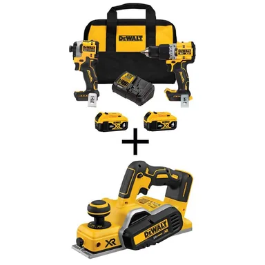 DeWalt DCK2050M2WP580B, bundle: 20-Volt MAX XR Hammer Drill and Atomic Impact Driver 2-Tool Cordless Combo Kit and 3-1/4" Planer with two 4 Ah Batteries