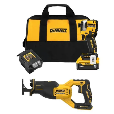 DeWalt DCF850P1WCS382B, bundle: Atomix 20V Max Lithium-Ion Cordless Impact Driver Kit & 20V Maximum XR Cordless Brushless Reciprocating Saw (Tool Only)