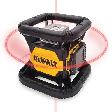 DeWalt DW079LR, kit: 20V MAX Lithium-Ion 200 ft. Red Self Leveling Rotary Laser Level with Detector, 2.0Ah Battery, Charger, and TSTAK Case