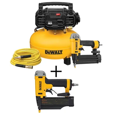 DeWalt DWFP1KITFP2350K, unclassified: 6 Gal. 165 PSI Heavy-Duty Electric Pancake Air Compressor, 18-Gauge Brad Nailer and 23-Gauge 2 in. Pin Nailer
