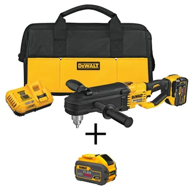 DeWalt DCD470X1W609, bundle: FLEXVOLT 60V MAX Cordless In-line 1/2 in. Stud and Joist Drill with E-Clutch and (2) FLEXVOLT 9.0Ah Batteries