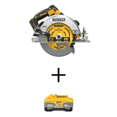 DeWalt DCS590BWDCB2108, bundle: 20-Volt MAX Lithium-Ion 7-1/4 in. Cordless Circular Saw with 20-Volt MAX XR 8.0 Ah Battery Pack