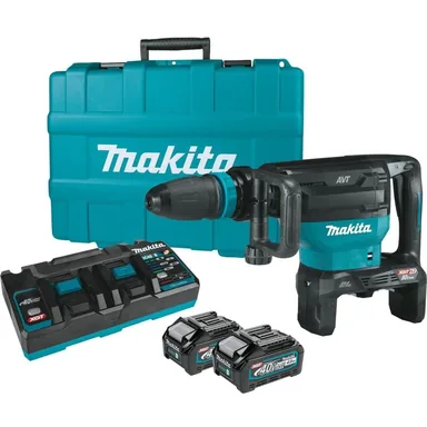 Makita GMH02PM, kit: Makita GMH02PM 80V max (40V max X2) XGT Brushless 28 lb. SDS-MAX AVT AWS-Capable Demolition Hammer 4.0Ah Kit