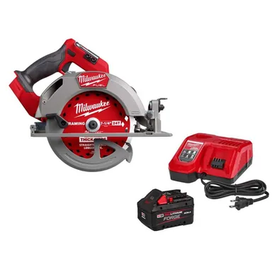 Milwaukee 2834-20-48-59-1881, bundle: M18 FUEL 18V Lith-Ion Brushless Cordless 7-1/4 in. Circular Saw w/ FORGE 8. 0Ah Battery & Charger