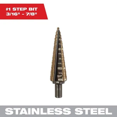 Milwaukee 48-89-9284, accessory: 3/16 in. - 7/8 in. #4 Cobalt Step Drill Bit (12-Steps)
