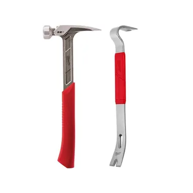 Milwaukee 48-22-9022-48-22-9035, bundle: 22 oz. Milled Face Framing Hammer with 15 in. Pry Bar